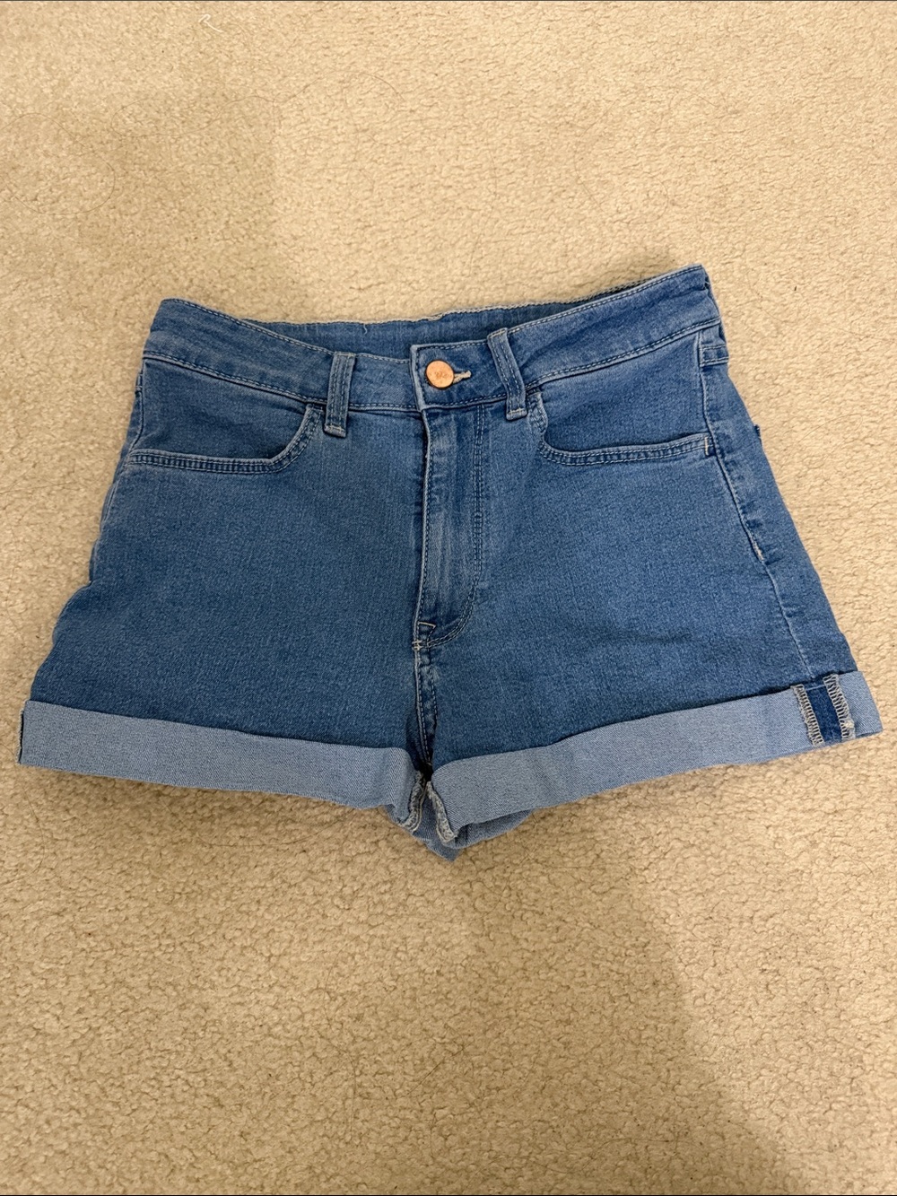 H&M Women's Blue Denim Cuffed Women's Shorts Size 2
